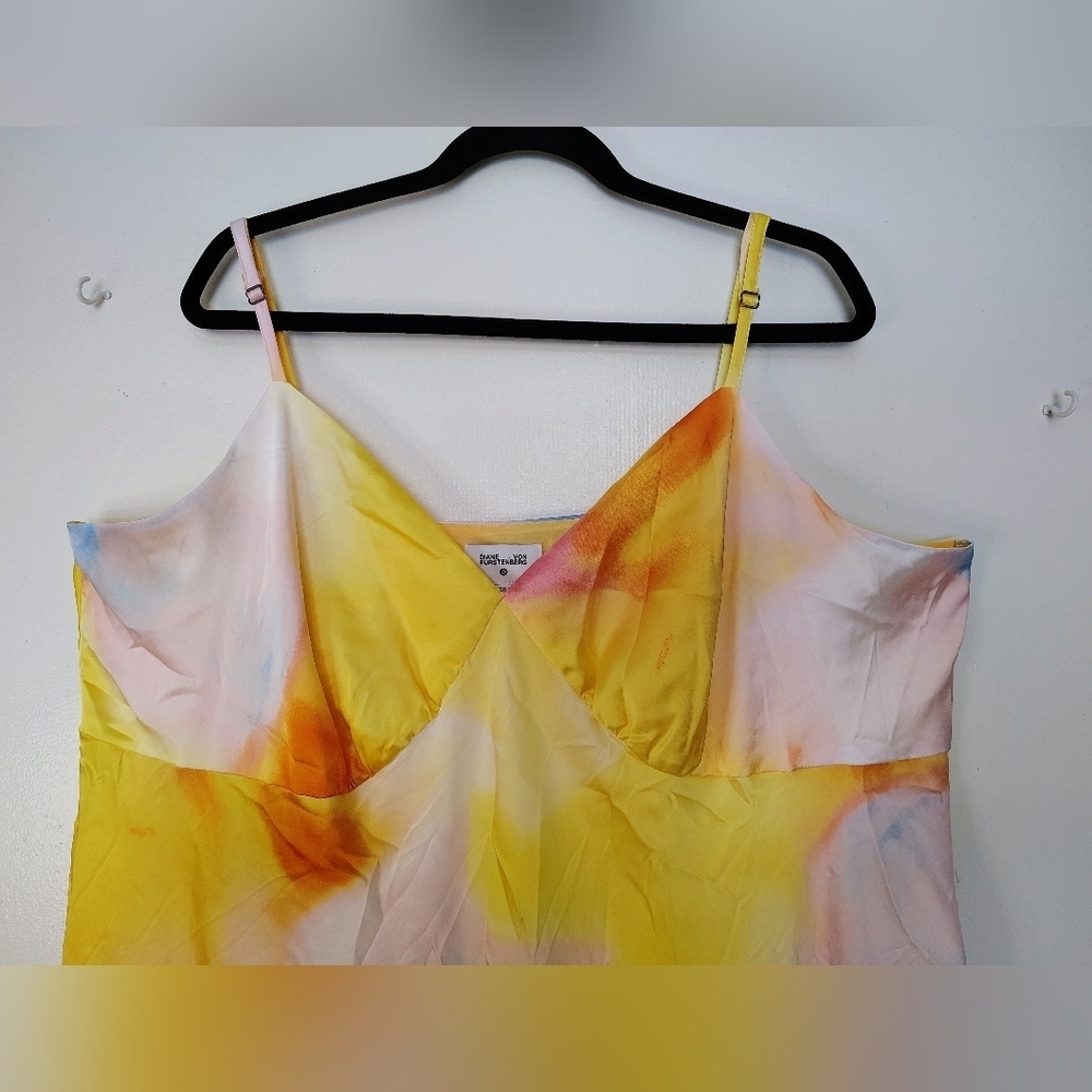 Diane Von Furstenberg intimate sleep dress Plus size XXL, tie dye print satin. - Picture 12 of 15